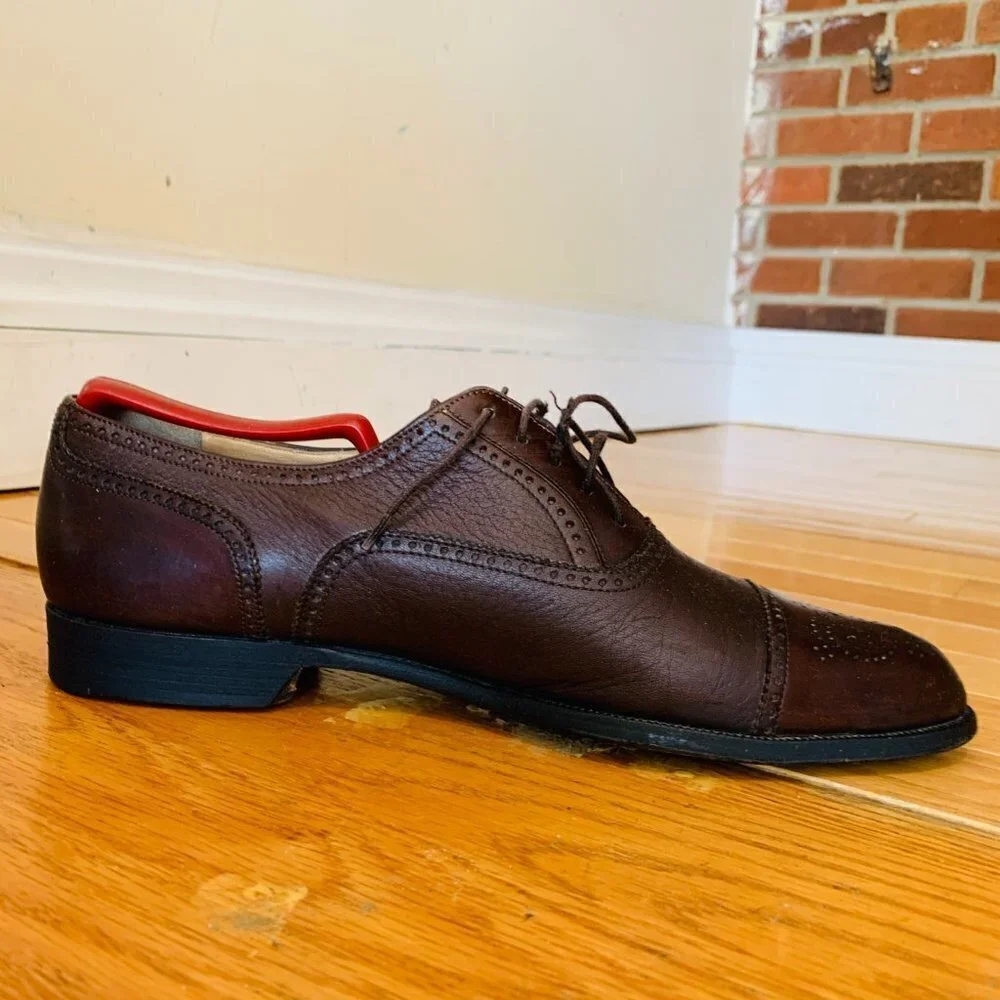 M By Bruno Magli Leather Cap Toe Oxford Men's Shoes Made In Italy